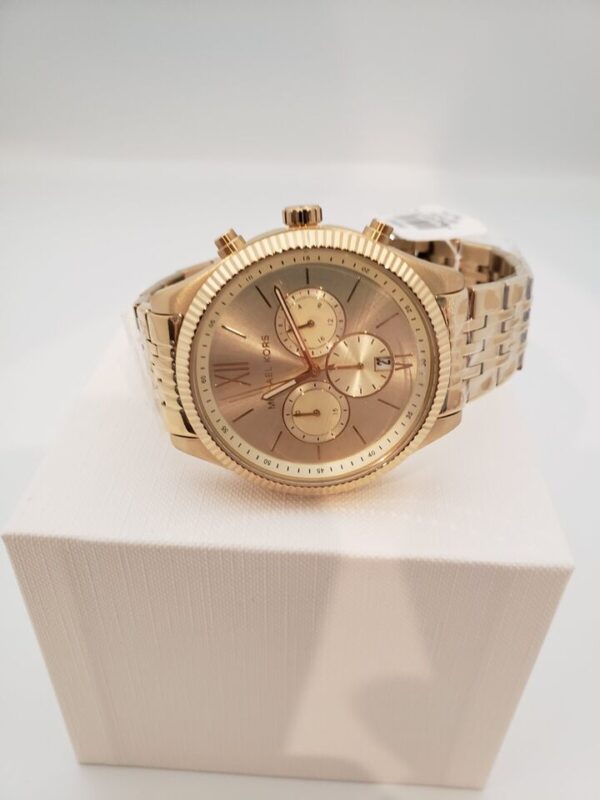 Articulo 901-08-05244-Michael Kors Benning Reloj Cronógrafo Dorado Para Hombre con Esfera de Acero y Banda